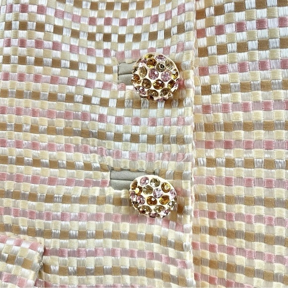 Victor Costa Nahdree Tweed Jacket Skirt 2 Pc Set Church Suit Peach Pink Size 8 - Picture 4 of 13